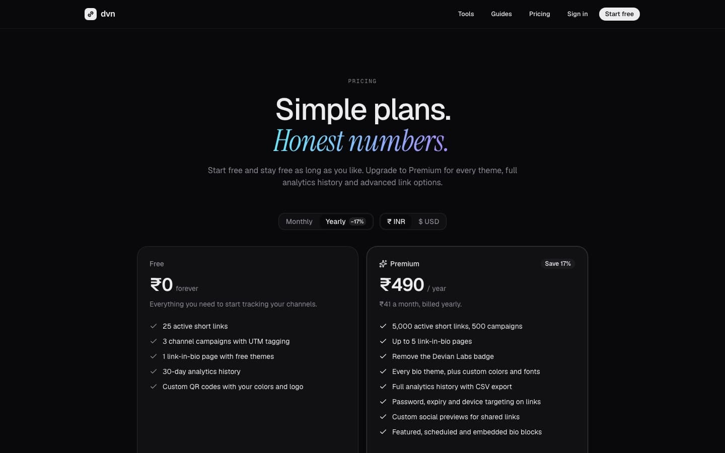 dvn Free and Premium pricing