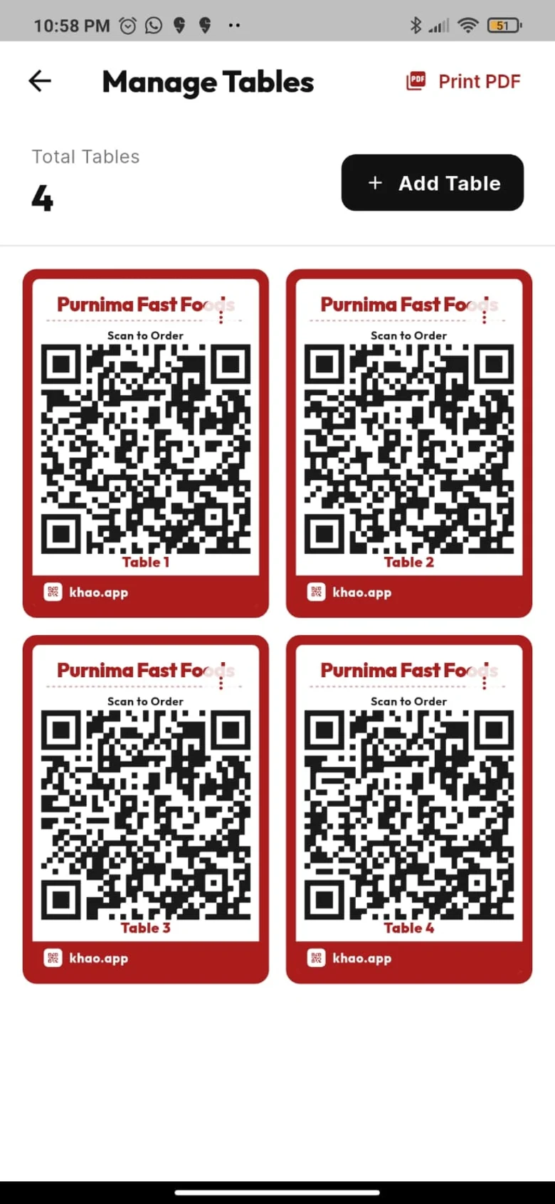 A QR code for every table, ready to print